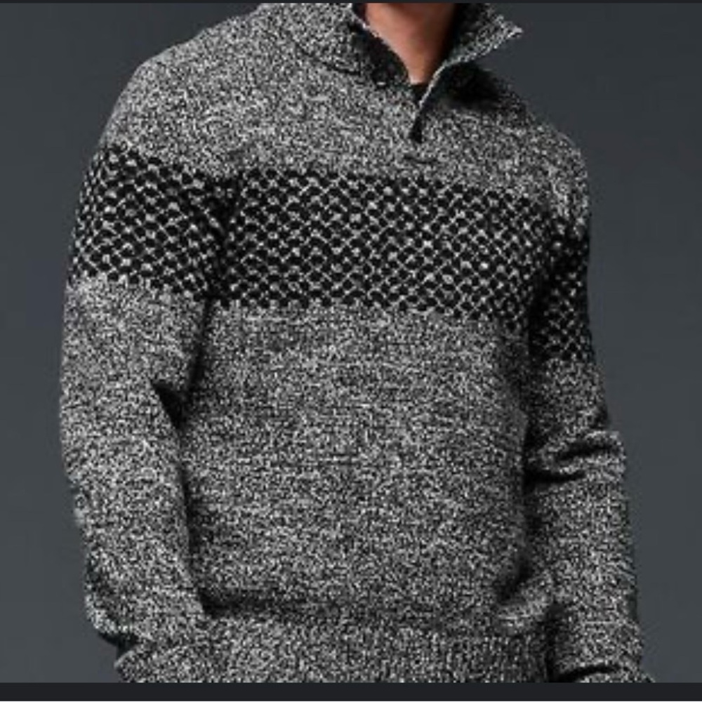 Gap Men’s 1/4 Button Up Mock Gray Sweater. Size XL